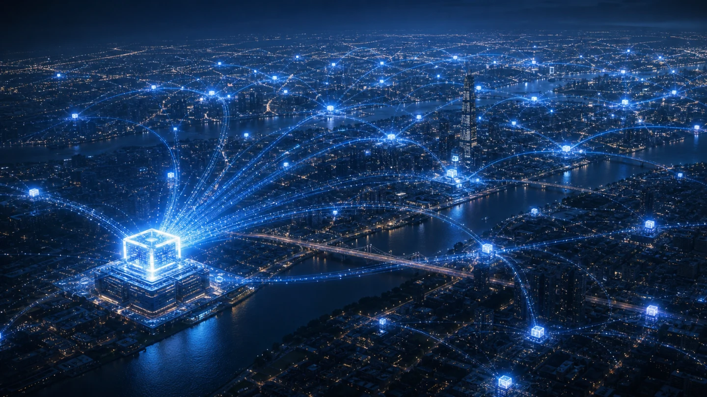 Rede urbana em larga escala recebendo tráfego de links de um gateway central